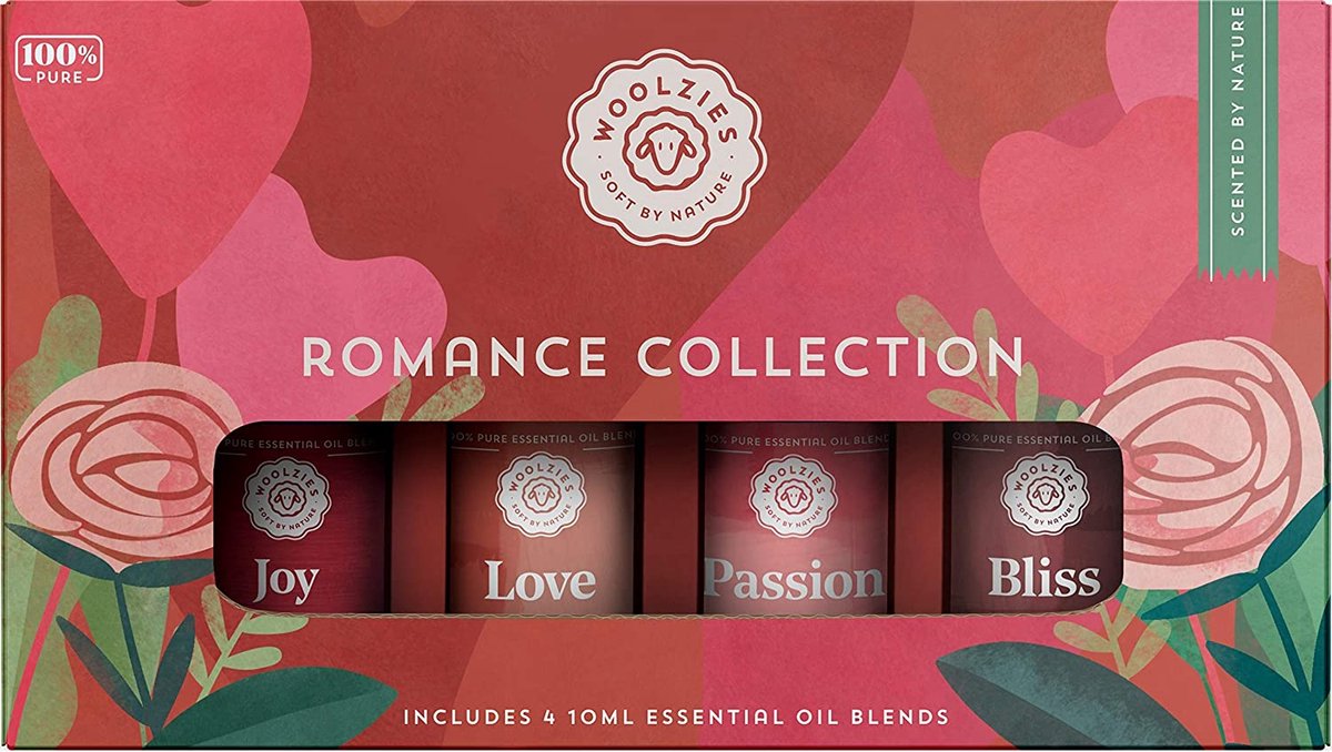 Goedkoopste Woolzies 100 Pure Romance Essential Oil Set of 4 | Love, Joy, Passion & Bliss | Highest Quality Aromatherapy Therapeutic Grade | For Diffusion Internal & Topical Use