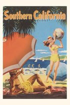 Pocket Sized - Found Image Press Journals- Vintage Journal Southern California Beach Travel Poster