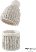 MINIIYOU - Dames Muts Colsjaal Fleece - Wit Crème