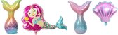 Zeemeermin ballonnen Set 4 stuks - XXL - Folie ballon - Helium - Leeg - Regenboog - Ballonnen - Mermaid - Versiering - Thema feest - Verjaardag - Kinderfeest - Meisje - Girl - Onderwater - Set