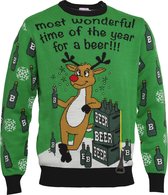 Foute Kersttrui Dames & Heren - Christmas Sweater "Most Wonderful Time for a Beer Groen" - Kerst trui Mannen & Vrouwen Maat XL