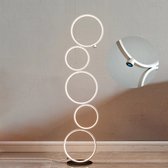 Flanner® Design LED Lamp met 5 ringen - Wit - Vloerstaande LED Lamp - Instelbaar