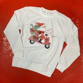 Foute kerst trui heren-kerstkleding-sweater dad papa-rode kerstman op scooter en tekst-foute kersttrui-Maat L