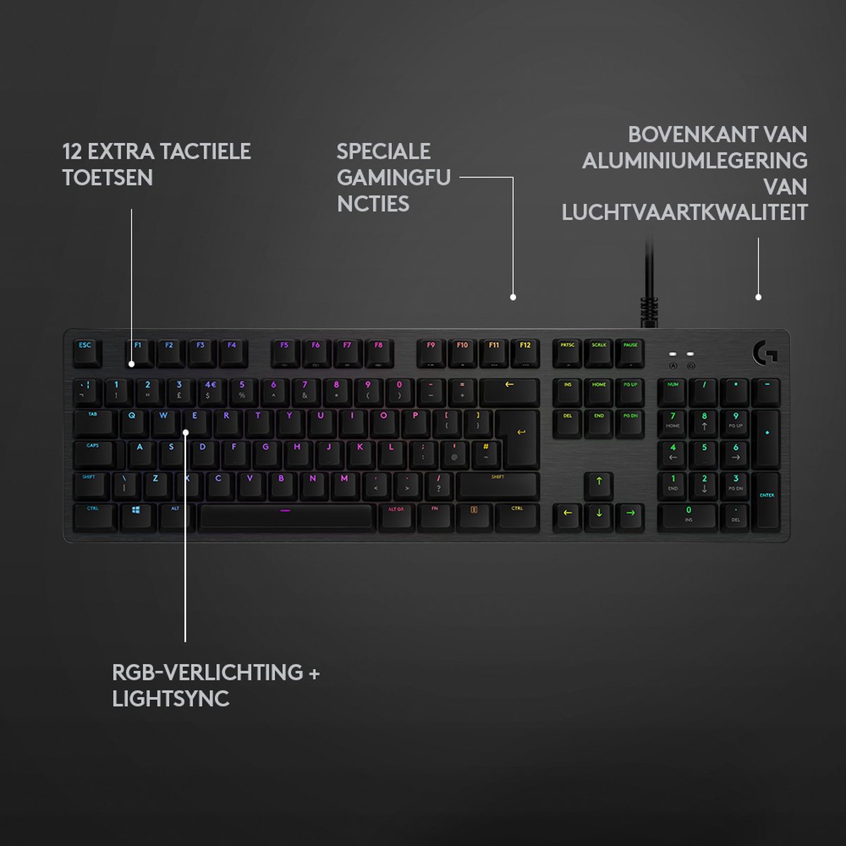 Logitech G512 Carbon Lightsync - Mechanisch Gaming toetsenbord - AZERTY -  Zwart | bol.com