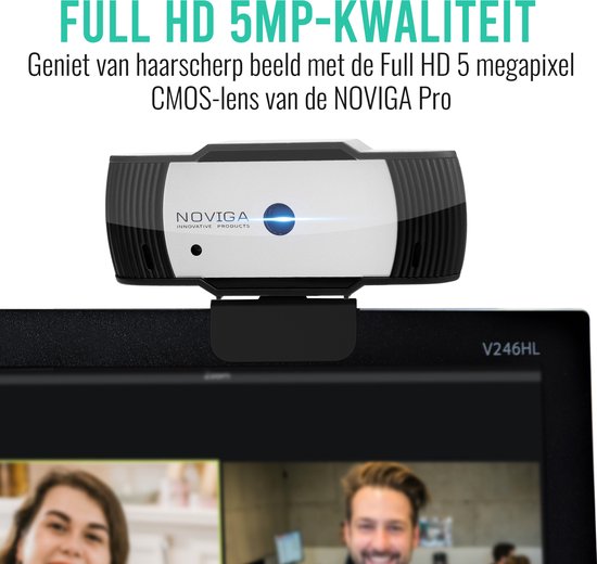Webcam voor PC met cover en microfoon via USB perfect helder  beeld - autofocus - met statiefaansluiting - NOVIGA - NOVIGA
