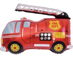 Brandweer ballon - XL - 87x89cm - Folie ballon - Helium - Leeg - Fireman - Vuur - Ballonnen - Auto - Brandweerwagen - Brandweerauto - Car - Auto ballon - Versiering - Thema feest - Verjaardag - Kinderfeest