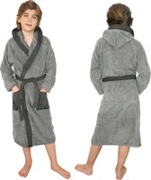 HOMELEVEL Badstof badjas voor kinderen 100% katoen voor meisjes en jongens Lichtgrijs Maat 176