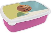 Lunch box Rose - Lunch box - Boîte à pain - Un ballon de basket dans un environnement coloré - 18x12x6 cm - Enfants - Fille