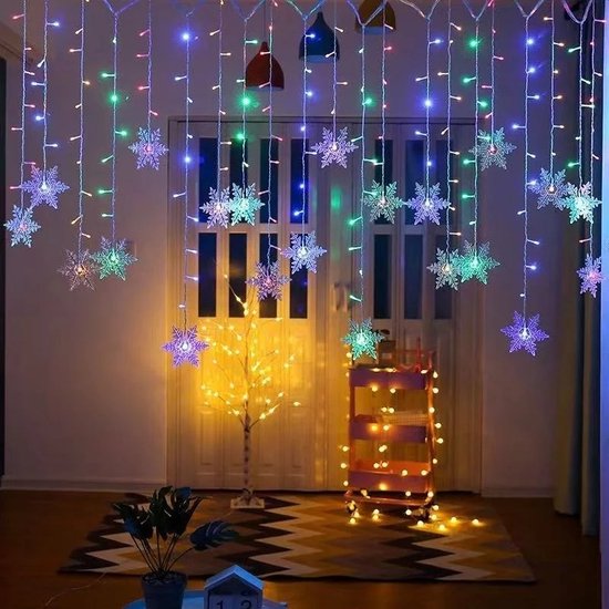 Rideau lumineux - 3,2 mètres - 16 flocons de neige - 96 LED - Lumière  colorée -... | bol.com