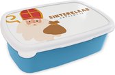 Broodtrommel Blauw - Lunchbox - Brooddoos - Sinterklaas - Sint - Quotes - Sinterklaas kapoentje - Kinderen - Jongens - Meisjes - Kindje - 18x12x6 cm - Kinderen - Jongen