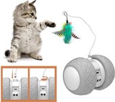 Lupio elektronisch kattenspeelgoed - slimme automatische kattenteaser met led-wielen - oplaadbare flitser rollend kleurrijk licht kattenspeelgoed