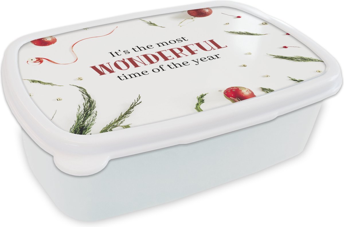 Broodtrommel Wit - Lunchbox - Brooddoos - Winter - Kerst - Quote - 18x12x6 cm - Volwassenen