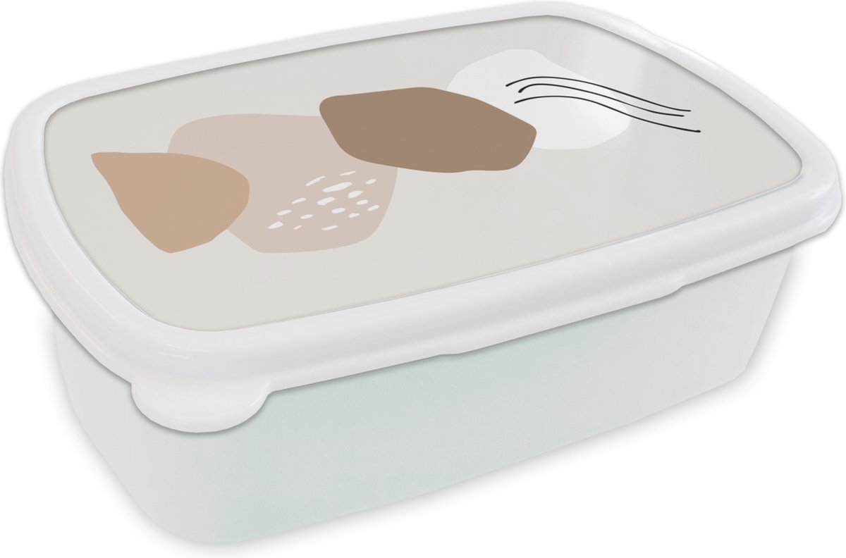 Broodtrommel Wit - Lunchbox - Brooddoos - Zomer - Grijs - Kleur - 18x12x6 cm - Volwassenen