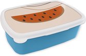 Broodtrommel Blauw - Lunchbox - Brooddoos - Zomer - Watermeloen - Roze - 18x12x6 cm - Kinderen - Jongen