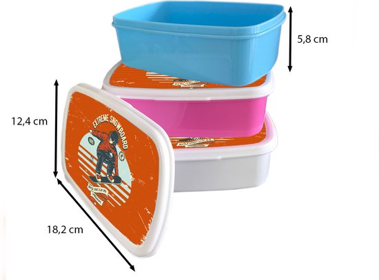 Lunch box Blauw - Lunch box - Boîte à pain - Snowboard - Homme - Citation - Vintage - 18x12x6 cm - Enfants - Garçon