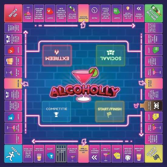 Thumbnail van een extra afbeelding van het spel NX Party - ALCOHOLLY - Drankspel - Nederlandstalig - Bordspel - Spelletjes voor volwassenen - Drank spelletjes