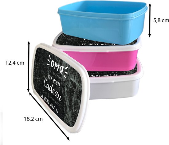 Lunch box Rose - Lunch box - Boîte à pain - Cadeau pour grand-mère - Vous nous avez déjà - Marbre Zwart - 18x12x6 cm - Enfants - Fille