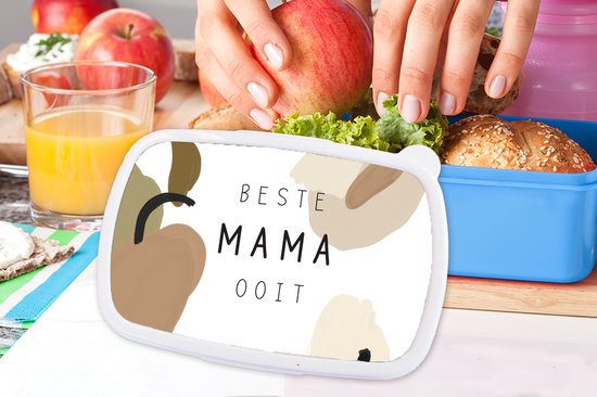 Lunch box Blauw - Lunch box - Boîte à pain - Proverbes - Best mom ever - Citations - Maman - 18x12x6 cm - Enfants - Garçon