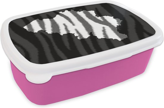 Boîte à pain Rose - Lunch box - Boîte à pain - Carte - België - Zebra - 18x12x6 cm - Enfants - Fille