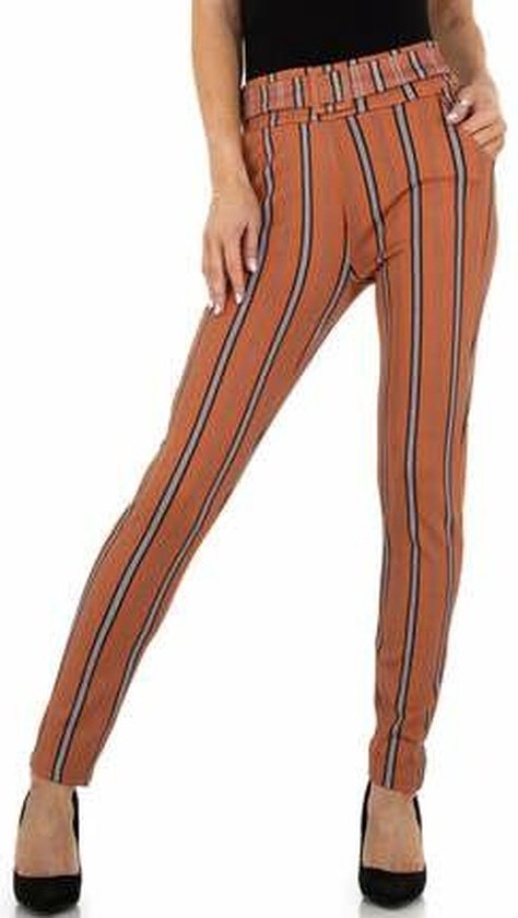 Pantalon chic & fashion rayé marron multicolore S/M