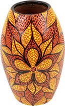 Vaas - Oranje mandala - Terracotta - Oranje - 26,5x26.5x15 cm - Indonesie - Sarana - Fairtrade