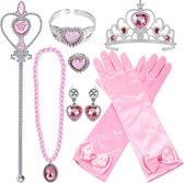 Het Betere Merk - voor bij haar prinsessenjurk meisje - Prinsessen speelgoed meisje - Kroon meisje - Tiara - Toverstaf - Juwelen - Prinsessen Verkleedkleding - Prinsessenjurk - roze handschoenen