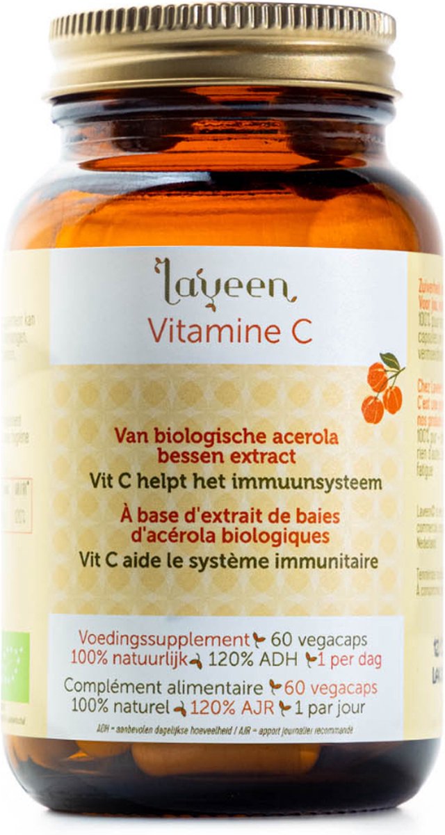 Laveen Vitamine C met BIO Acerola - 60 vcaps | vegan | 100% natuurlijk en bio gecertificeerd