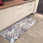 JYG Vloerkleed - Keukenloper Casablanca 70x600cm - Grijs - Beige - Blauw