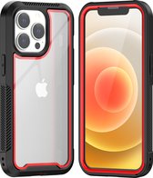 Apple iPhone 13 Pro Max Backcover - Zwart / Rood - Shockproof Armor - Hybrid - Drop Tested