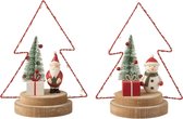 Christmas tree+led christmas wood red/green/natural assortment of 2