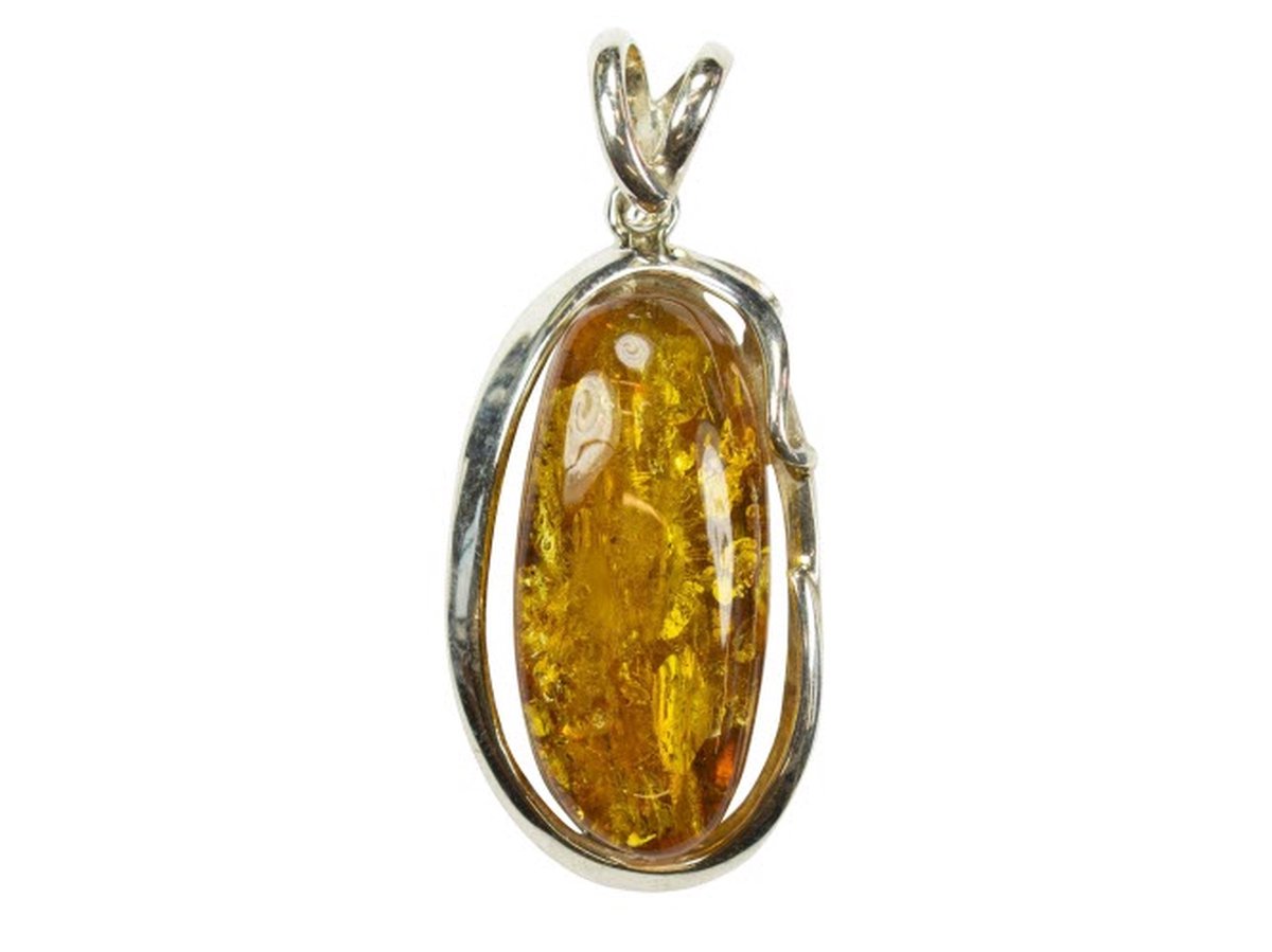 Exclusieve zilveren hanger Amber / Barnsteen 925 zilver