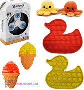 Pop It Fidget Toys Super Set #1 (Fidget Spinner + Octopus Mood Knuffel + Squishy IJsje + Pop It Eend) | pop it fidget toy goedkoop, fidget toy, fidget toys pakket, fidget toys pop it, fidget 