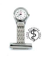 Jouw medische shop - Verpleegsterhorloge - nurse watch - Model 1 - zusterhorloge - horloge - zilverkleurig - metaal - montre d'infirmière - cadeau - verpleegkundige - dokter - gene