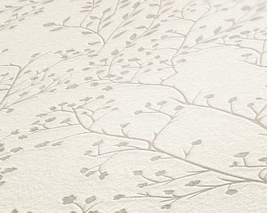 AS Creation Trendwall 2 - FILIGRAPHE BRANCHES ET FEUILLES PAPIER PEINT - fleurs rurales - blanc - 1005 x 53 cm