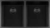 Lorreine Black Quartz Series spoelbak 34+3440cm mm Plug Zwart 3434BQ-FU
