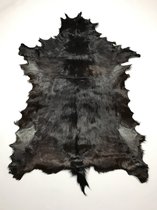 32. Geitenhuid / Geitenvacht 89 x 130 cm – Decoratief – Natuurproduct – Vloerkleed – Dierenvel – Zwart/Donkerbruin
