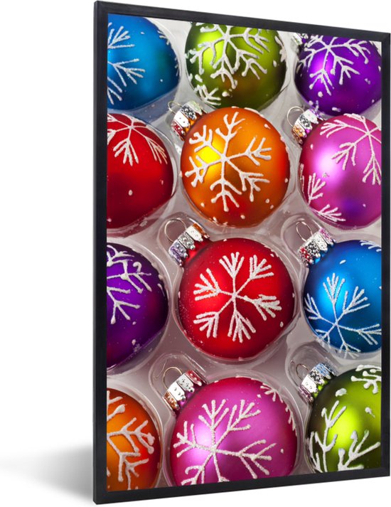 Image dans le cadre - Une boîte avec des décorations de Noël cadre photo noir 60x90 cm - Affiche dans un cadre (Décoration murale salon / chambre)
