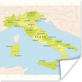 Poster Groene kaart van Italië - 30x30 cm
