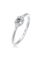 Elli PREMIUM Dames Ring Dames Solitaire Ring Salt-Pepper met diamant (0.11 ct.) en topaas edelsteen in 925 Sterling Zilver