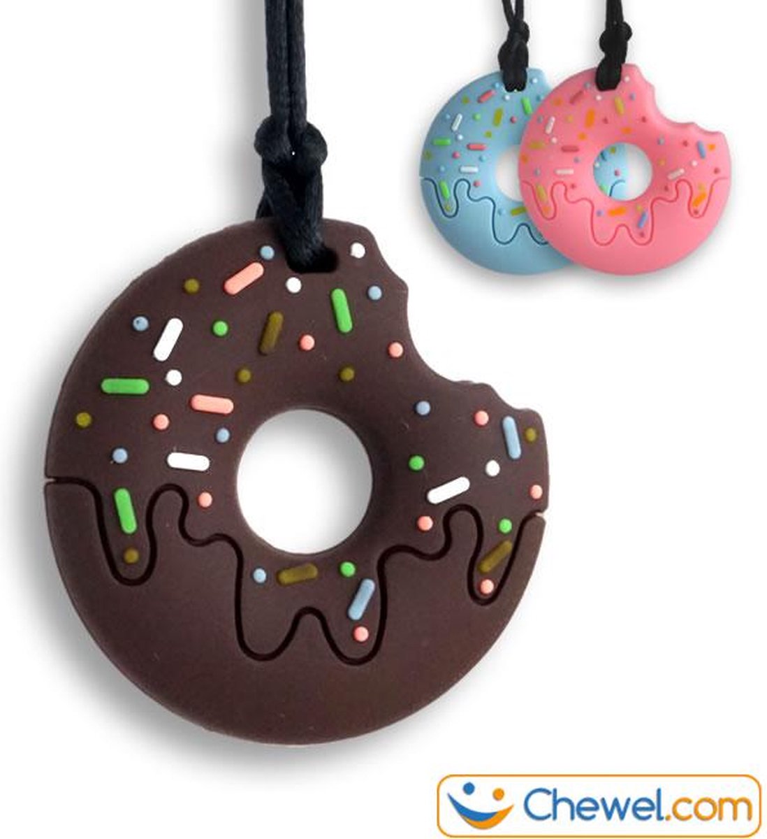 Bijtketting | Donut Happy Sprinkles | Roze | Chewel ® — afbeelding 5