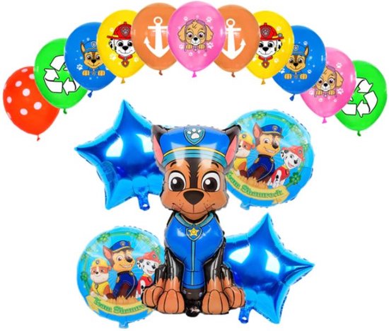 Ballonnen set van 17 - Folieballon - Paw Patrol - Chase - blauw
