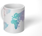Mok - Wereldkaart - Abstract - Kleuren - 350 ML - Beker