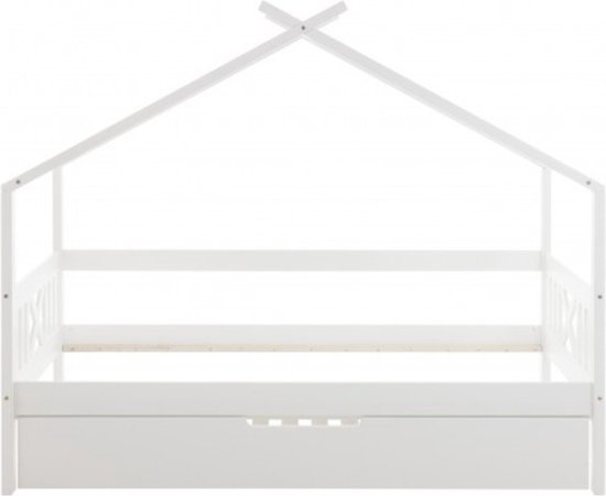 Lit d'accueil lit d'enfant 90x200 cm bois de pin blanc avec fond de lit d'appoint