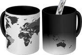 Magische Mok - Foto op Warmte Mok - Wereldkaarten - Wit - zwart wit - 350 ML
