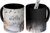 Magische Mok - Foto op Warmte Mokken - Koffiemok - Winter - Vos - Sneeuw - Magic Mok - Beker - 350 ML - Theemok