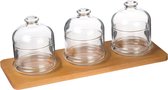 Joy Kitchen ontbijt buffet etagere serveerplank set van 3 | Ontbijt plateau | vershoudbakjes | beleg bakjes glas | verhoud plankje | serveer plateau | borrelplank | ontbijt plankje