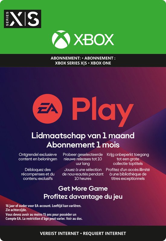 EA Play: 1 Maand Lidmaatschap - Xbox Series X + S & Xbox One Download |  bol.com