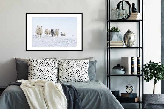 Cadre photo avec affiche - Mouton - Neige - Laine - 60x90 cm