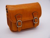 SENSE Schoudertas Pia geel / oranje - Italiaanse Crossbody bag - Toscaanse leer