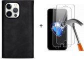 GSMNed – Hoogwaardig Hoesje iPhone XS Max Zwart – Luxe Leren Pu Hoesje – 7 pasjes houder – Design – Met magnetische portemonnee – Met Screenprotector